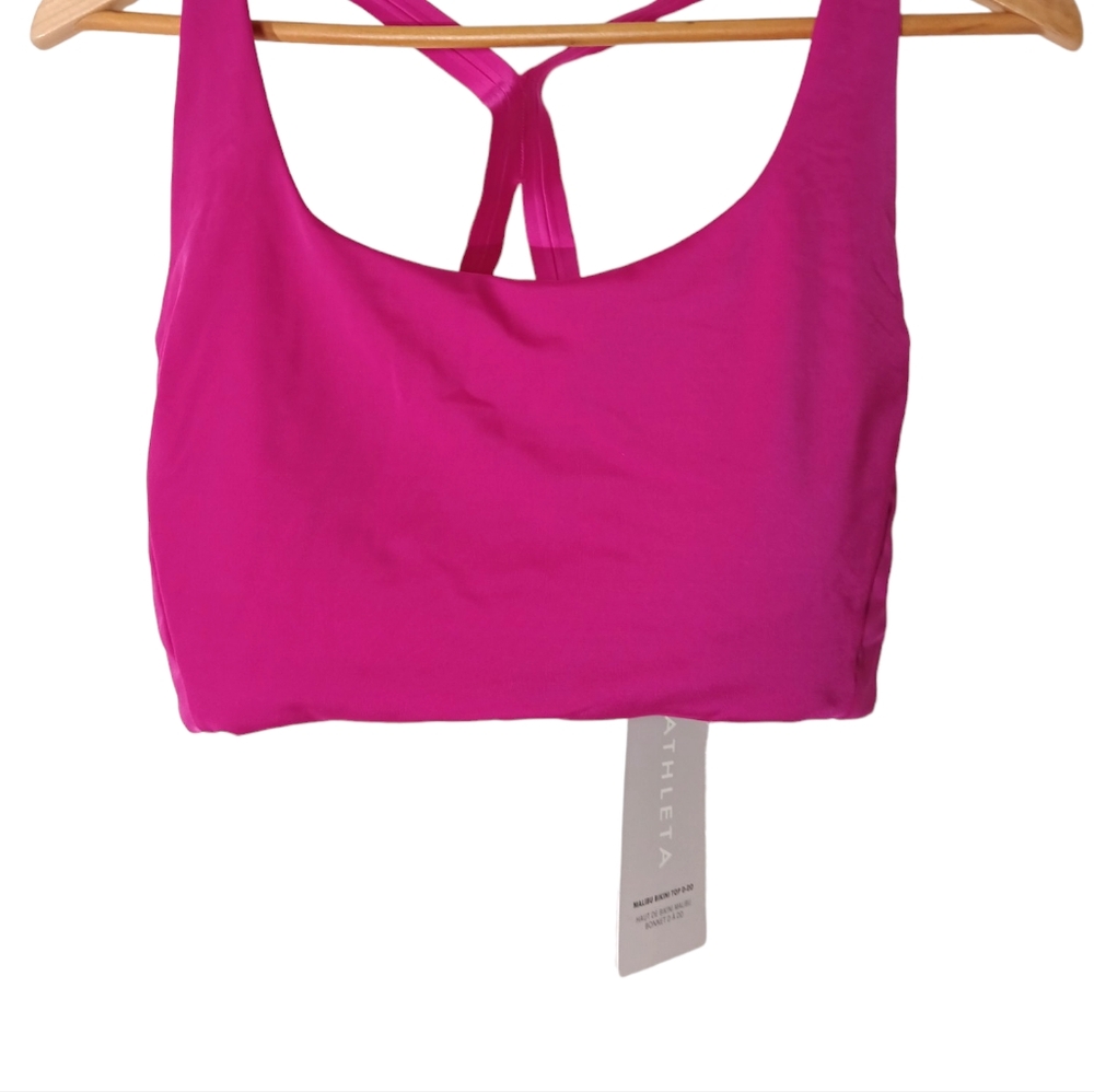 NEW Athleta Malibu Bikini Large D/DD Swim Bikini Top Magenta Pink